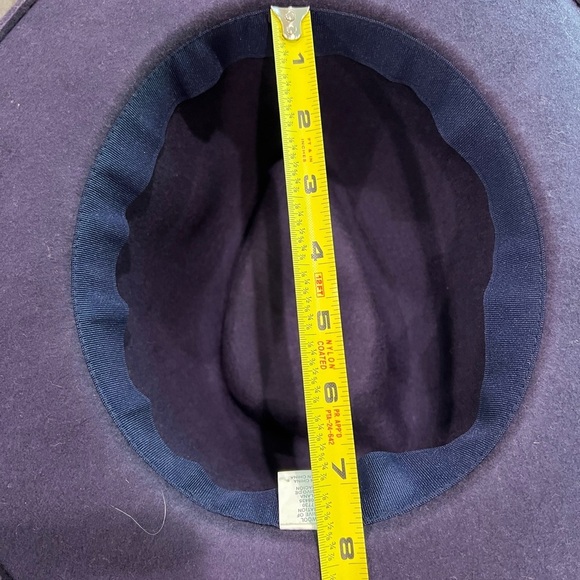 Classic Target Navy Fedora 100% Wool Hat With Stitch Accents - Picture 6 of 7